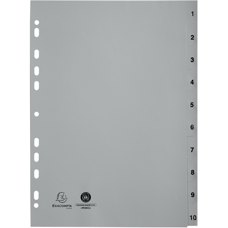 EXACOMPTA Kunststoffregister Recycling-PP,  DIN A4,  1 – 10