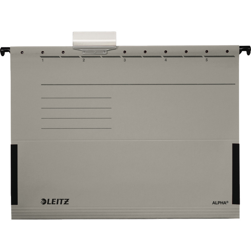 LEITZ Color-Hängetasche Alpha 1986, mit Papierfröschen, Pack: 5 Stück - grau