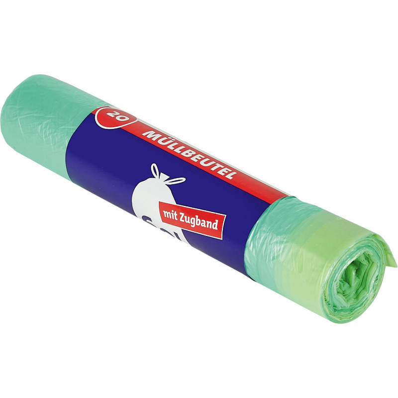 Ulith Mülleimerbeutel mit Zugband, 60 Liter, 20 Beutel/Rolle