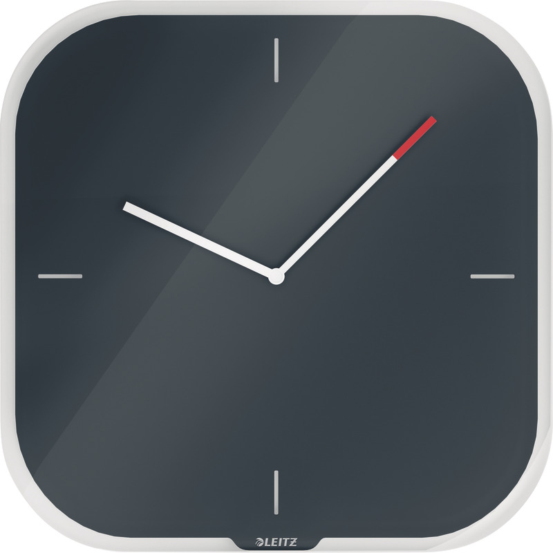 LEITZ Cosy Wanduhr aus Glas 300 x 300 mm - dunkelgrau LEITZ Cosy Wanduhr aus Glas 300 x 300 mm - dunkelgrau
