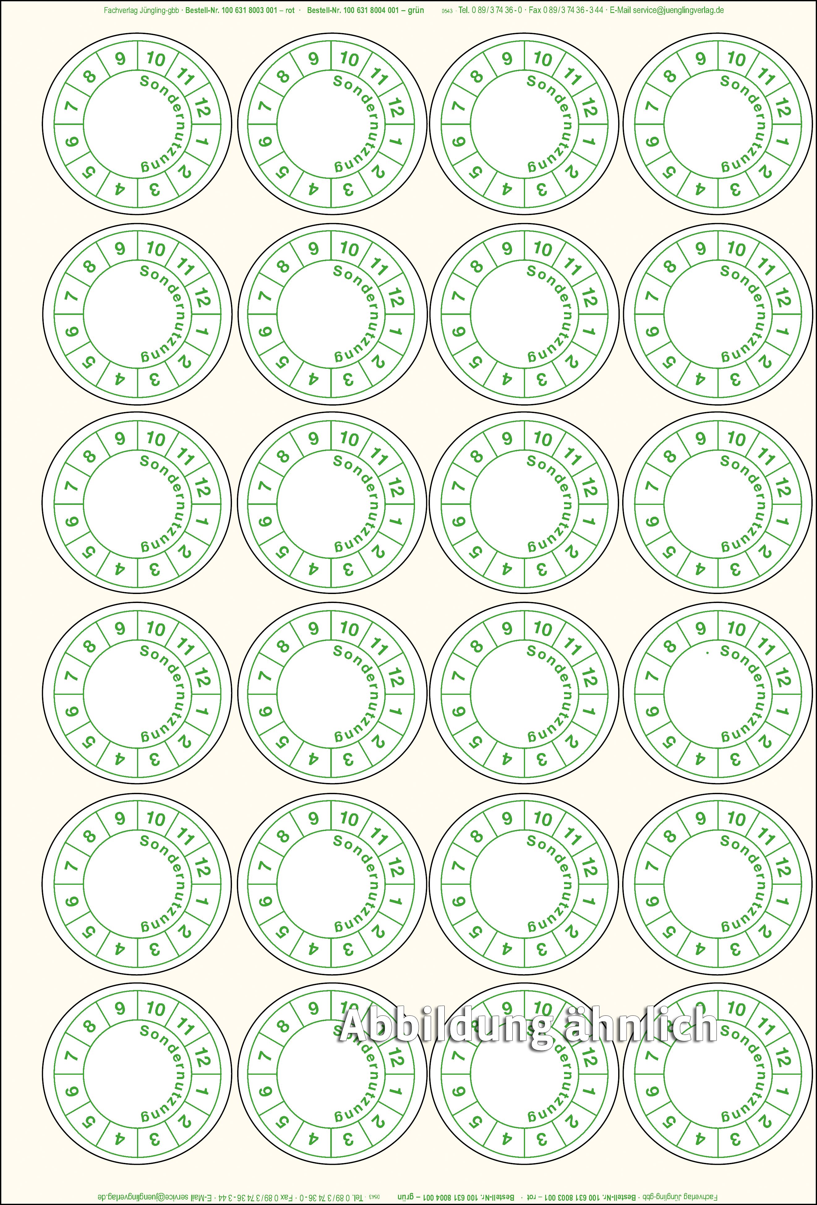 Aufkleber Sondernutzung, grün, selbstklebend, 24 Stück