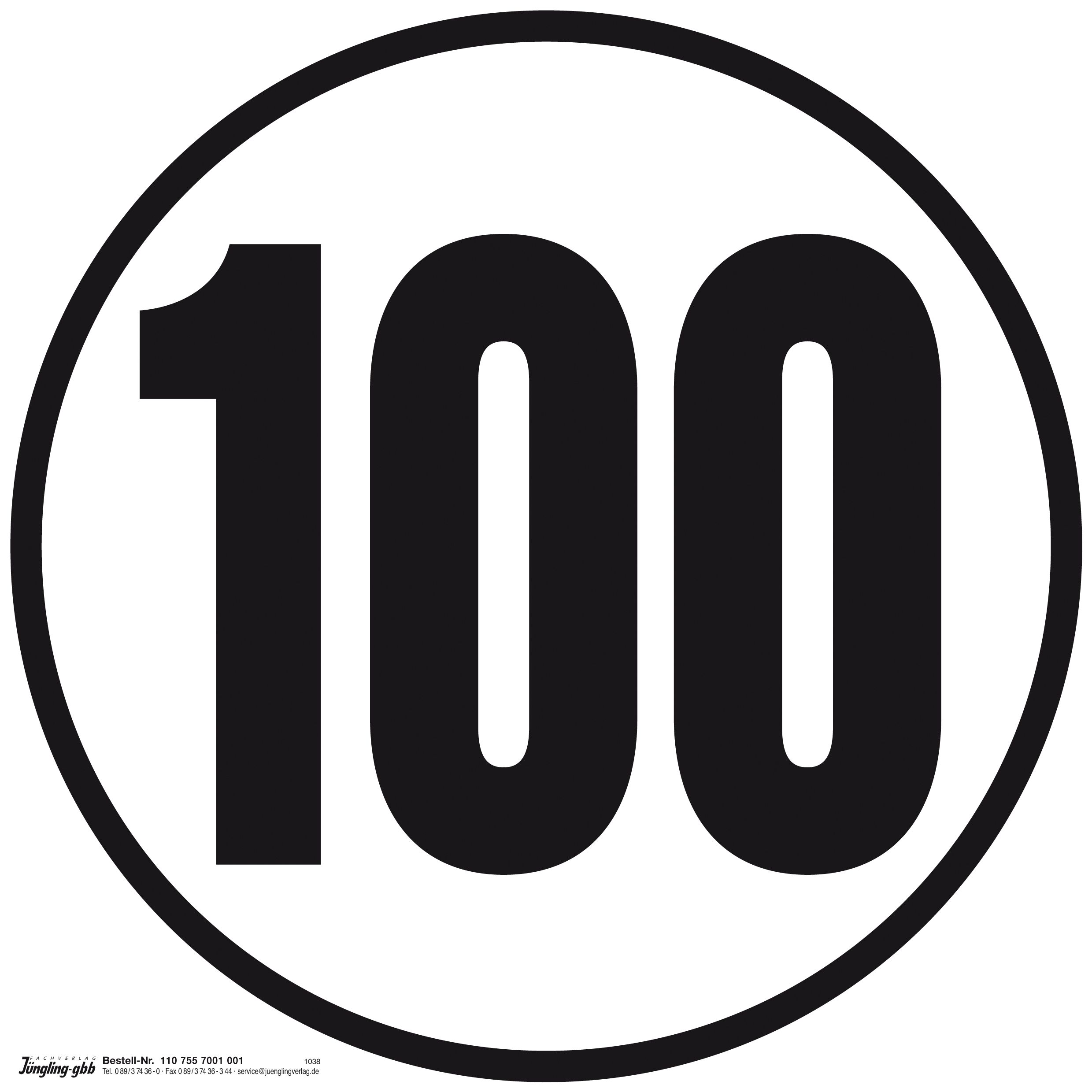 Aufkleber 100 km/h für Innenanbringung