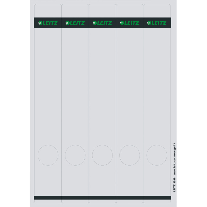 LEITZ Rückenschilder 1688 für Laserdrucker, selbstklebend,  für Rückenbreite 52 mm, 39 x 285 mm - weiß