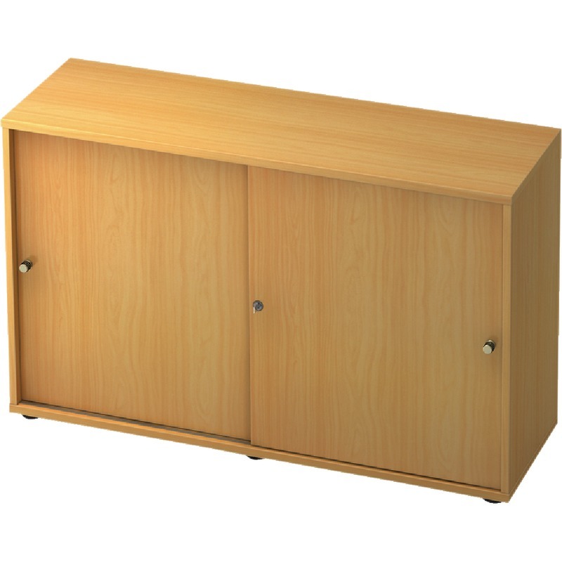 SoldanOffice Schiebetürenschrank PROFI, 2 Ordnerhöhen, B x H x T: 1.200 x 791 x 420 mm - Buche Dekor