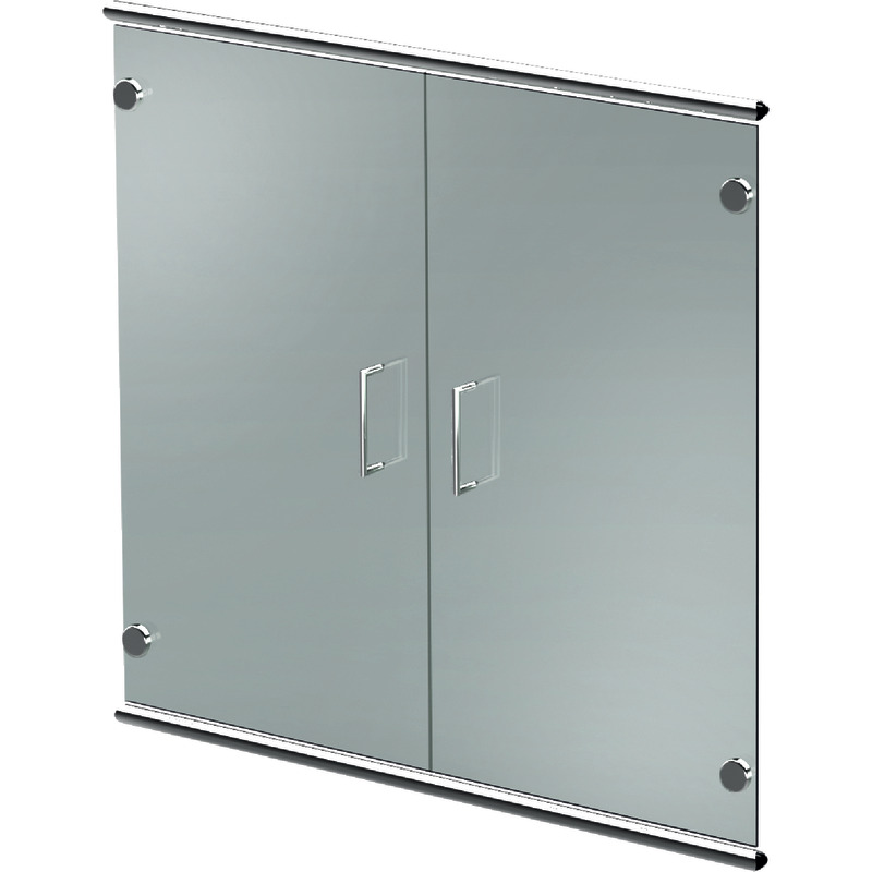 Vorbautüren ARTLINE transparent, aus satiniertem ESG-Glas, 2 Ordnerhöhen, B x H x T: 750 x 680 x 16 mm