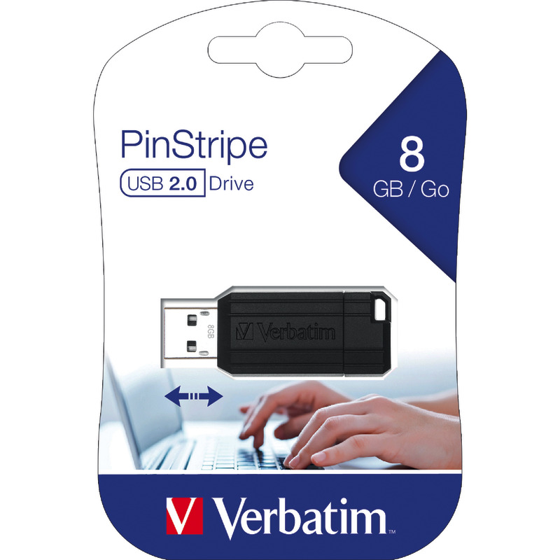 Verbatim USB-Stick Pin Stripe, 8 GB - schwarz