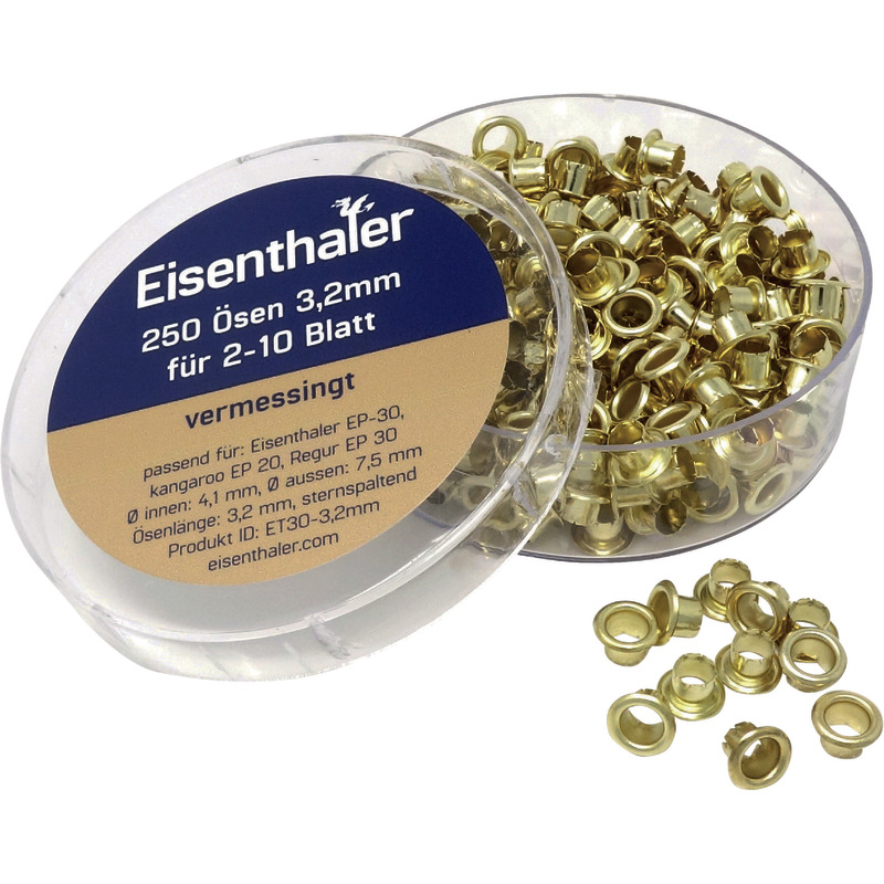 Eisenthaler Ösen ET30-3.2mm, für 2 – 10 Blatt, vermessingt