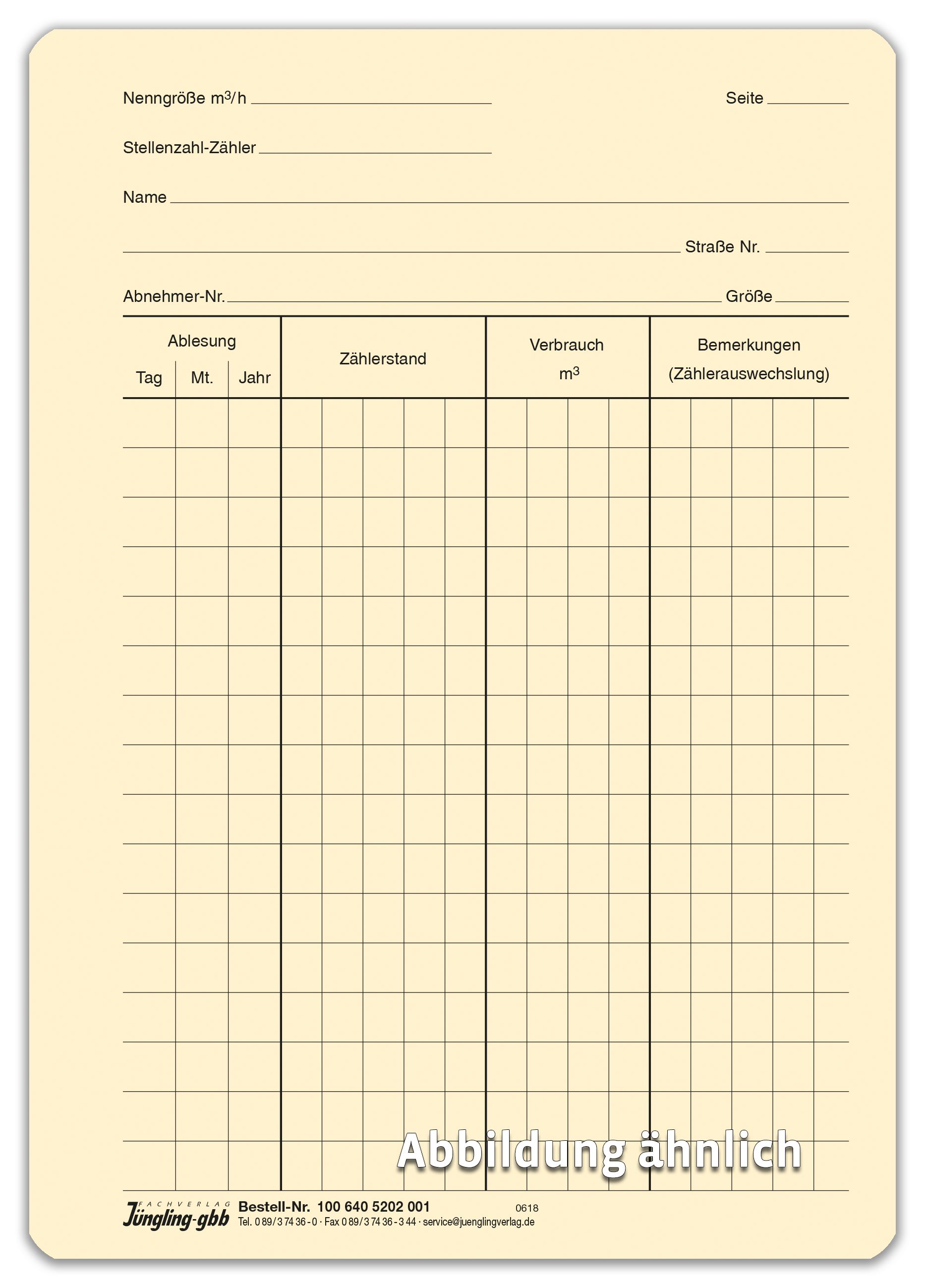 Karteikarte Wasserabnehmer (Variante), A5 Karton