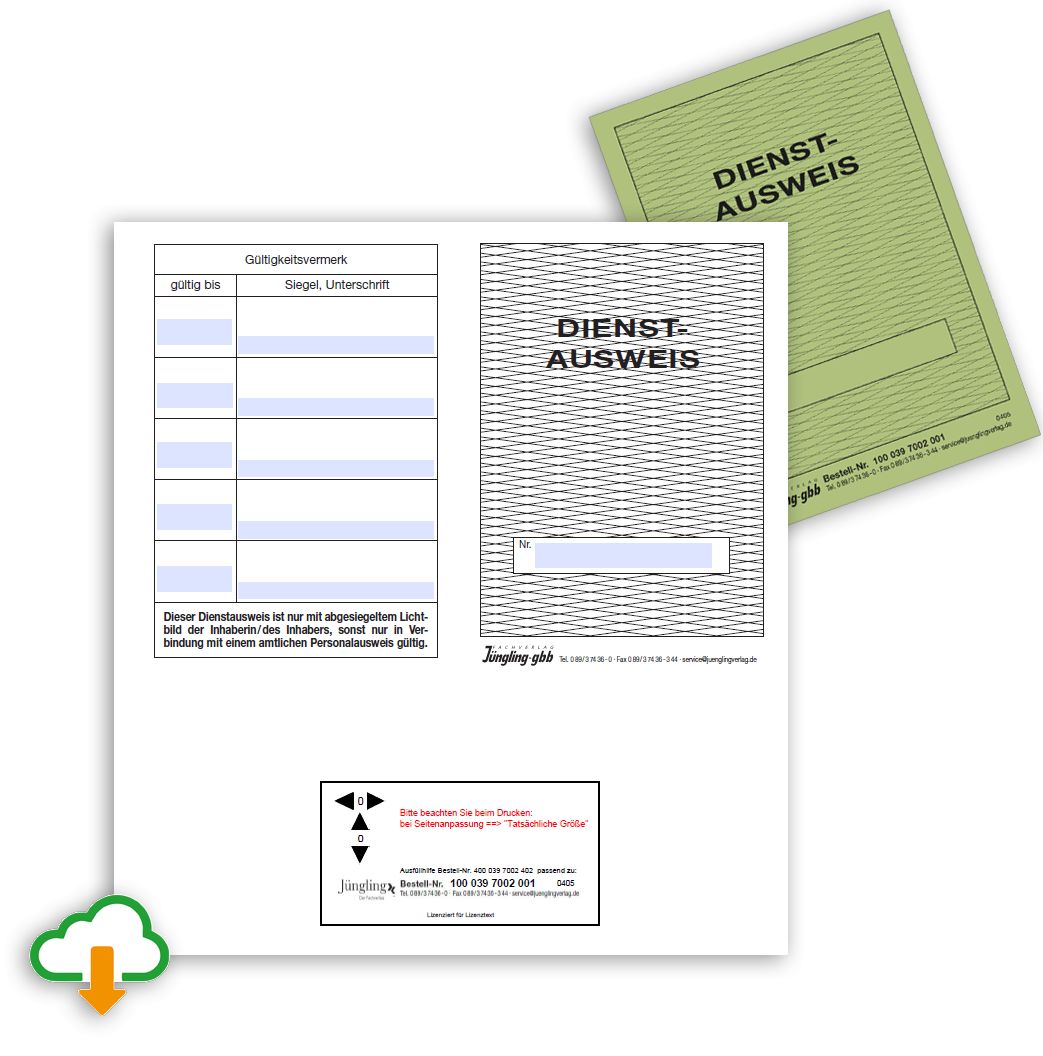 PDF Ausfüllhilfe Dienstausweis, A6, 1fach, grün