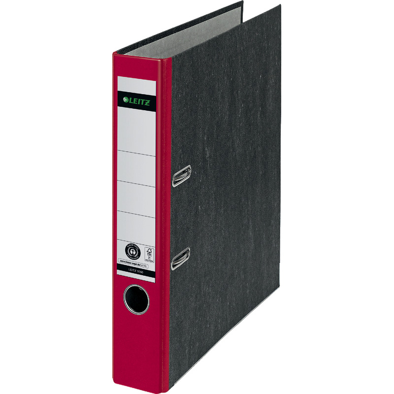 LEITZ Qualitäts-Ordner 180° Hartpappe Nr. 1050-50 DIN A4, Rückenbreite 52 mm - rot