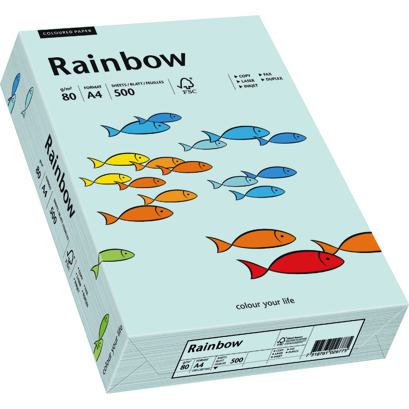 PAPYRUS  Kopierpapier Rainbow COLOURED PAPER, DIN A4, 80 g/m², Pack: 500 Blatt - hellblau