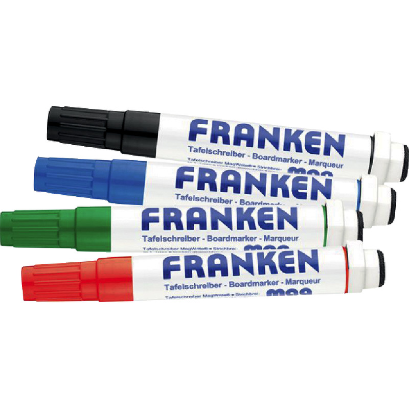 FRANKEN Boardmarker, 4er Etui farbsortiert, antibakteriell