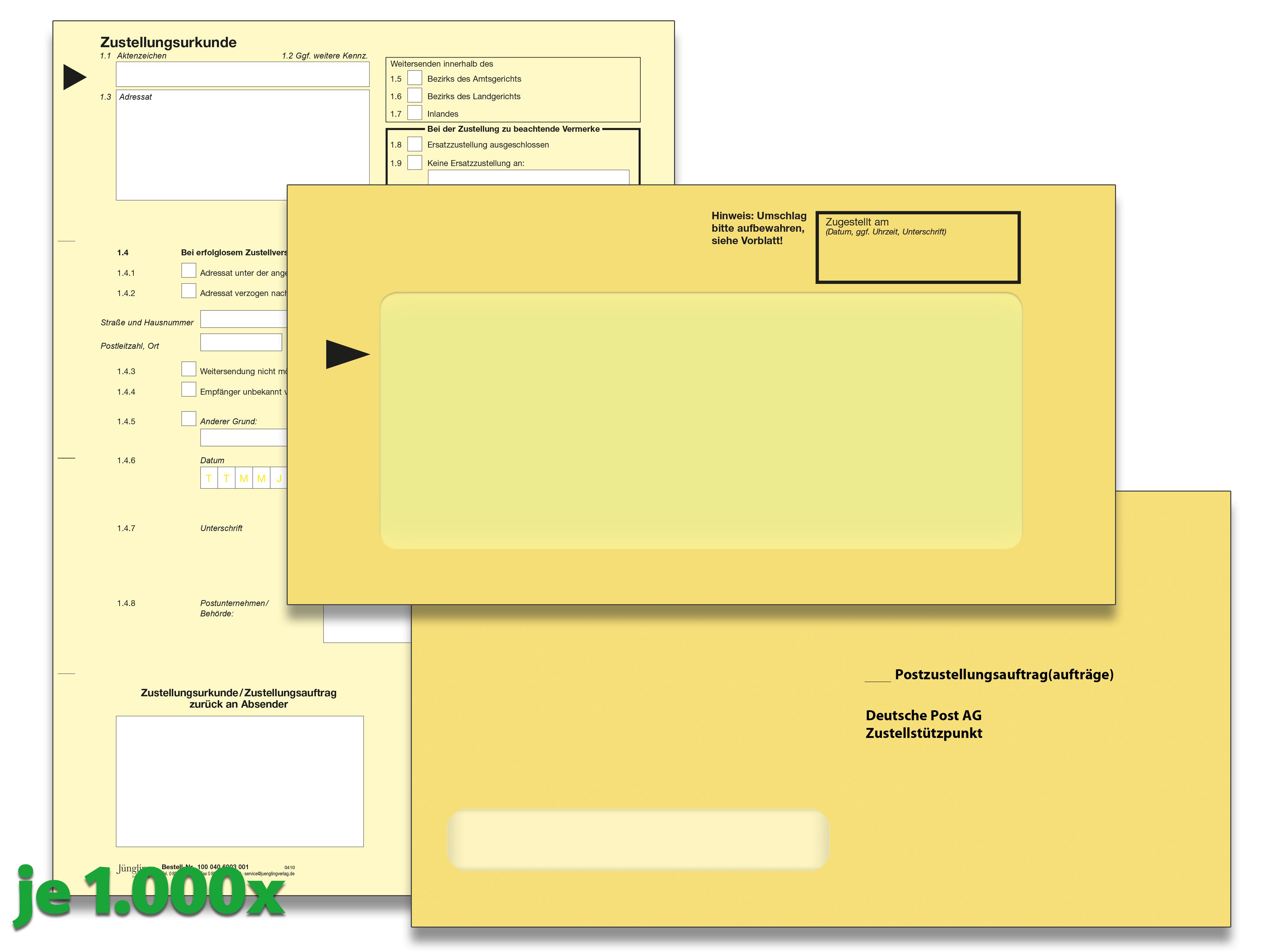 Gerichtsvollzieher Zustellungs-Paket für EDV-Verfahren mit PZU - Deutsche Post