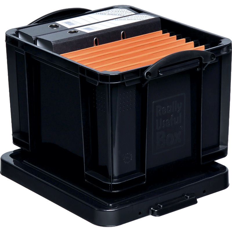 Really Useful Box Transport- und Aufbewahrungsbox, schwarz, mit Deckel, 35 l