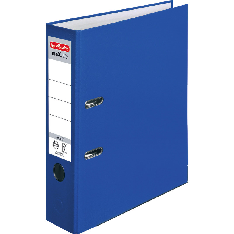 herlitz maX.file protect Ordner mit Folieneinband DIN A4, Rückenbreite 80 mm - blau