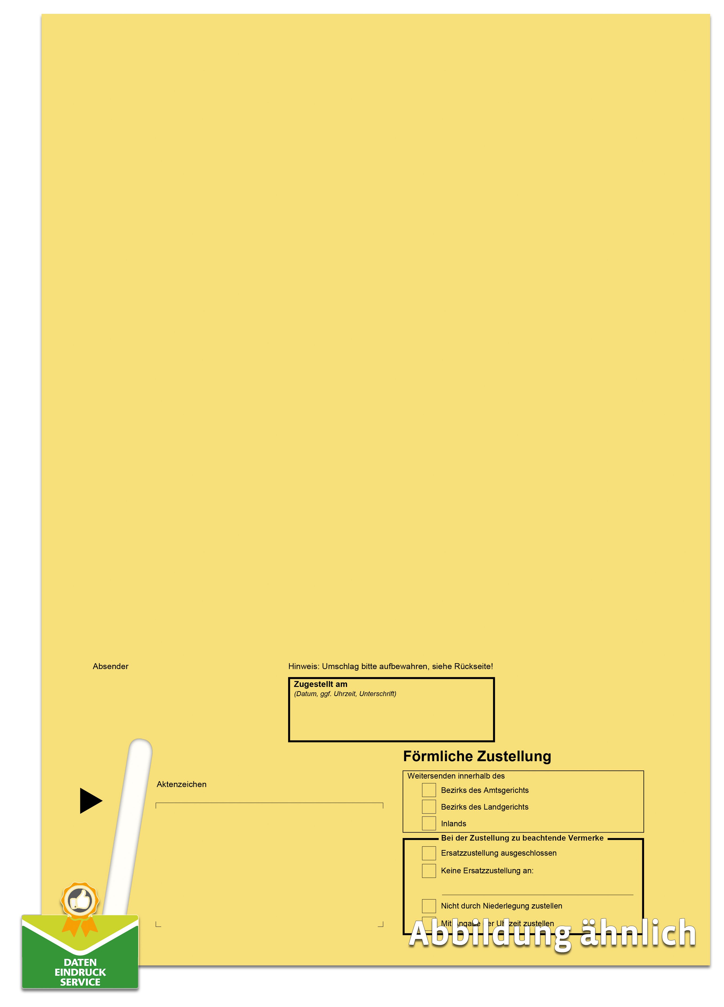 Förmliche Zustellung: Innerer Umschlag ohne Fenster, haftklebend