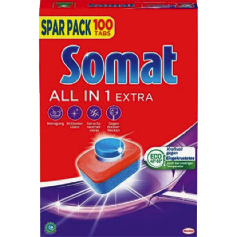 Somat 10 ALL IN 1 EXTRA Geschirrspülmittel-Tabs Multi-Aktiv, 100er Spar Pack