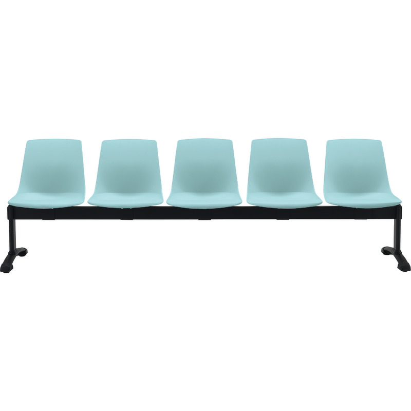 Bisley Traversenbank BLOOM mit Sitzen aus Kunststoff, 5-Sitzer - hellblau