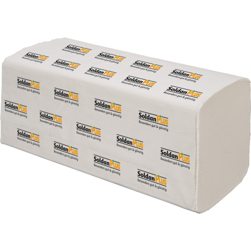 SoldanPlus Falthandtücher, Zick-Zack-Falzung, Tissuequalität, 2-lagig, weiß SoldanPlus Falthandtücher, Zick-Zack-Falzung, Tissuequalität, 2-lagig, weiß