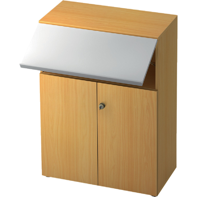 SoldanOffice Aktenschrank PROFI, 3 Ordnerhöhen mit Steharbeitsplatz, B x H x T: 800 x 1.143 x 420 mm - Buche Dekor