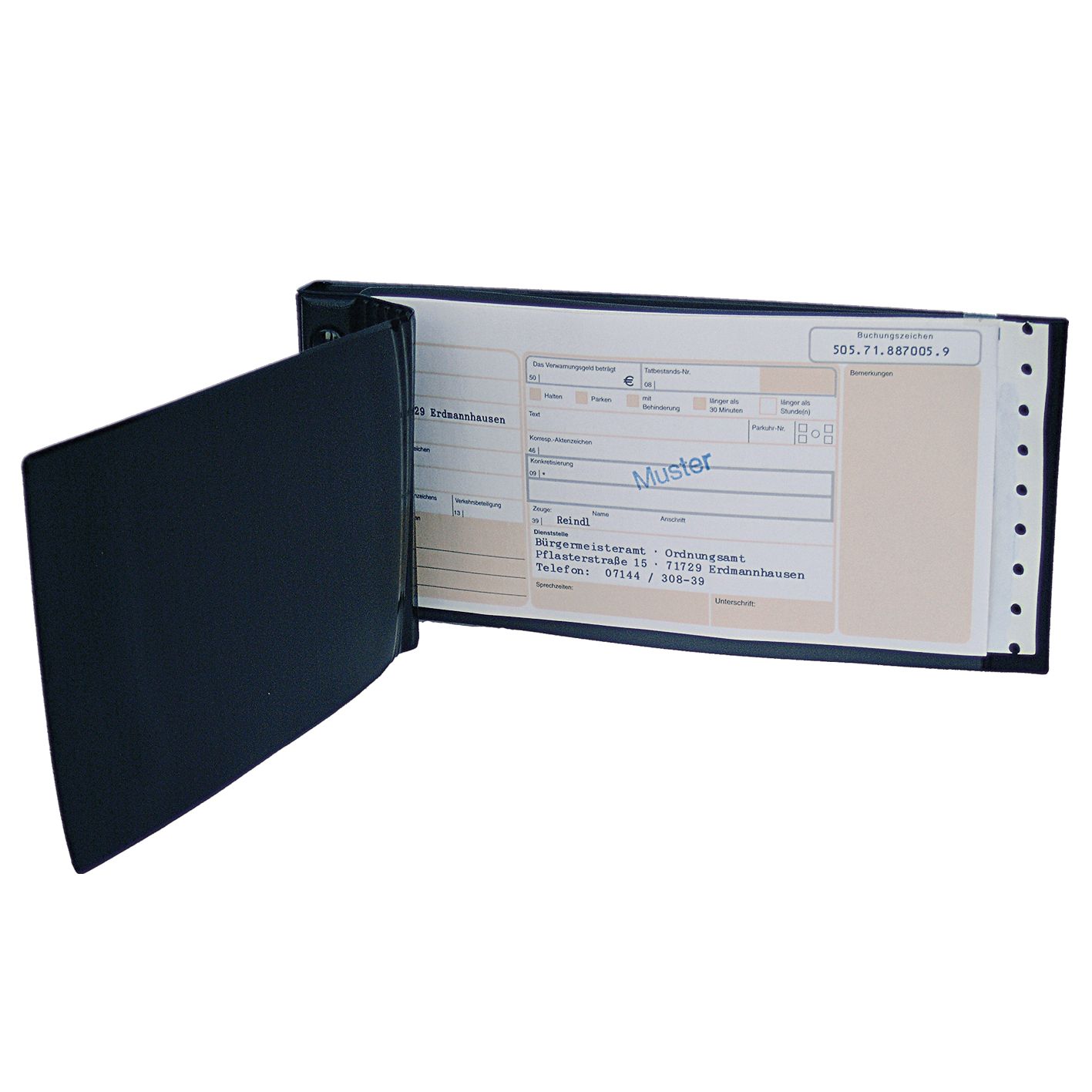 Schwarze Knöllchenmappe mit Druckknopf