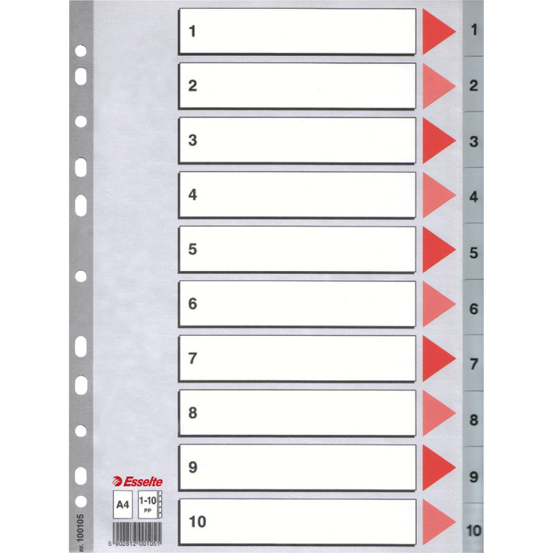 Esselte Kunststoff-Register, Taben 1-10