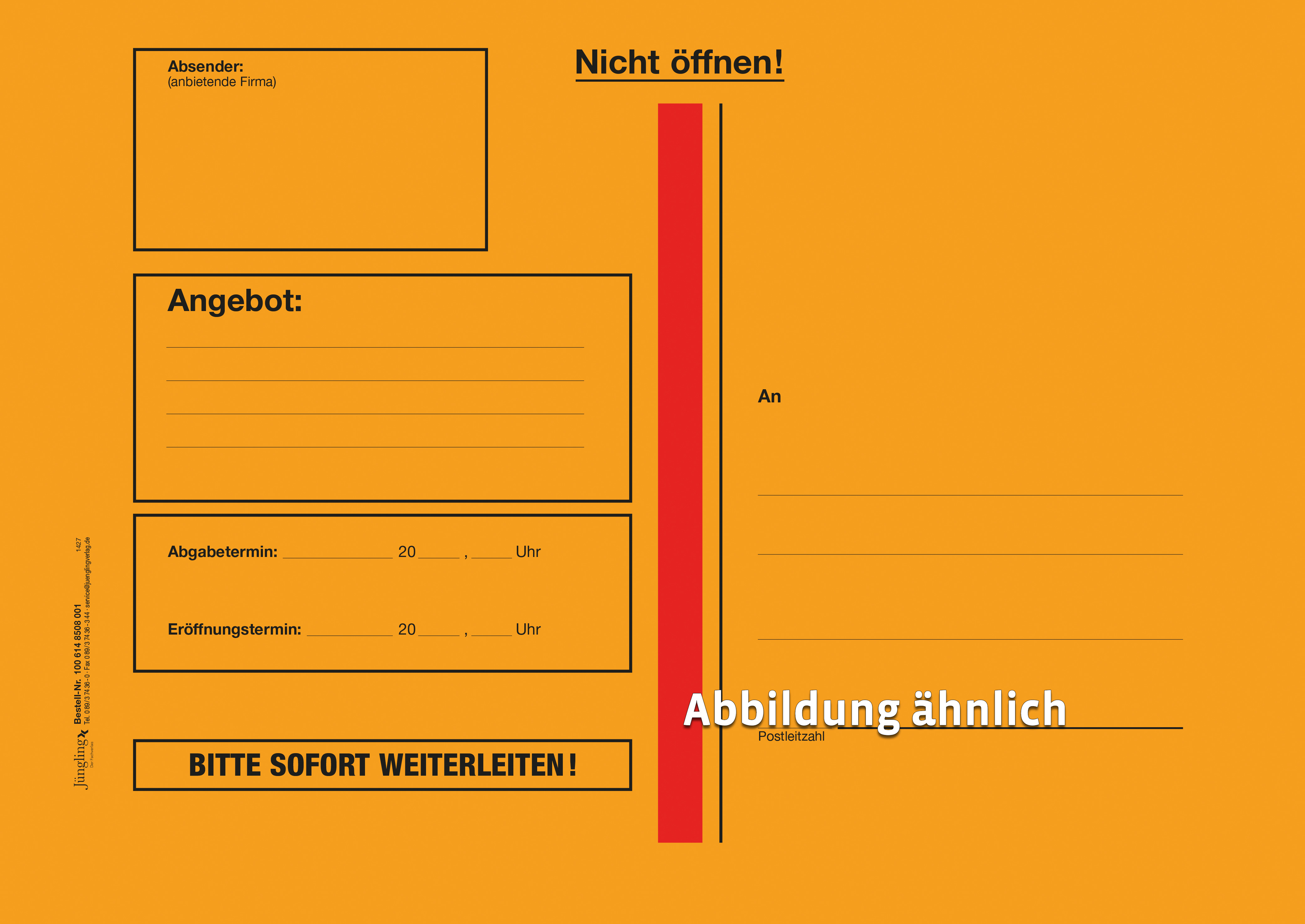 Angebotsumschlag, Kuvert B4 mit Bodenfalte