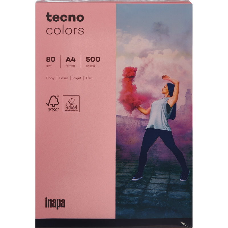 Kopierpapier tecno® colors, DIN A4, 80 g/m², Pack: 500 Blatt - rosa