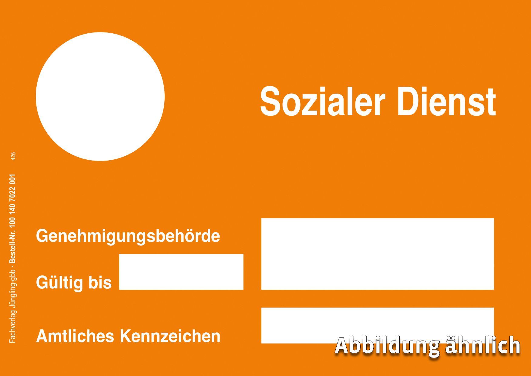 Parkausweis Sozialer Dienst, A6, Karton, orange