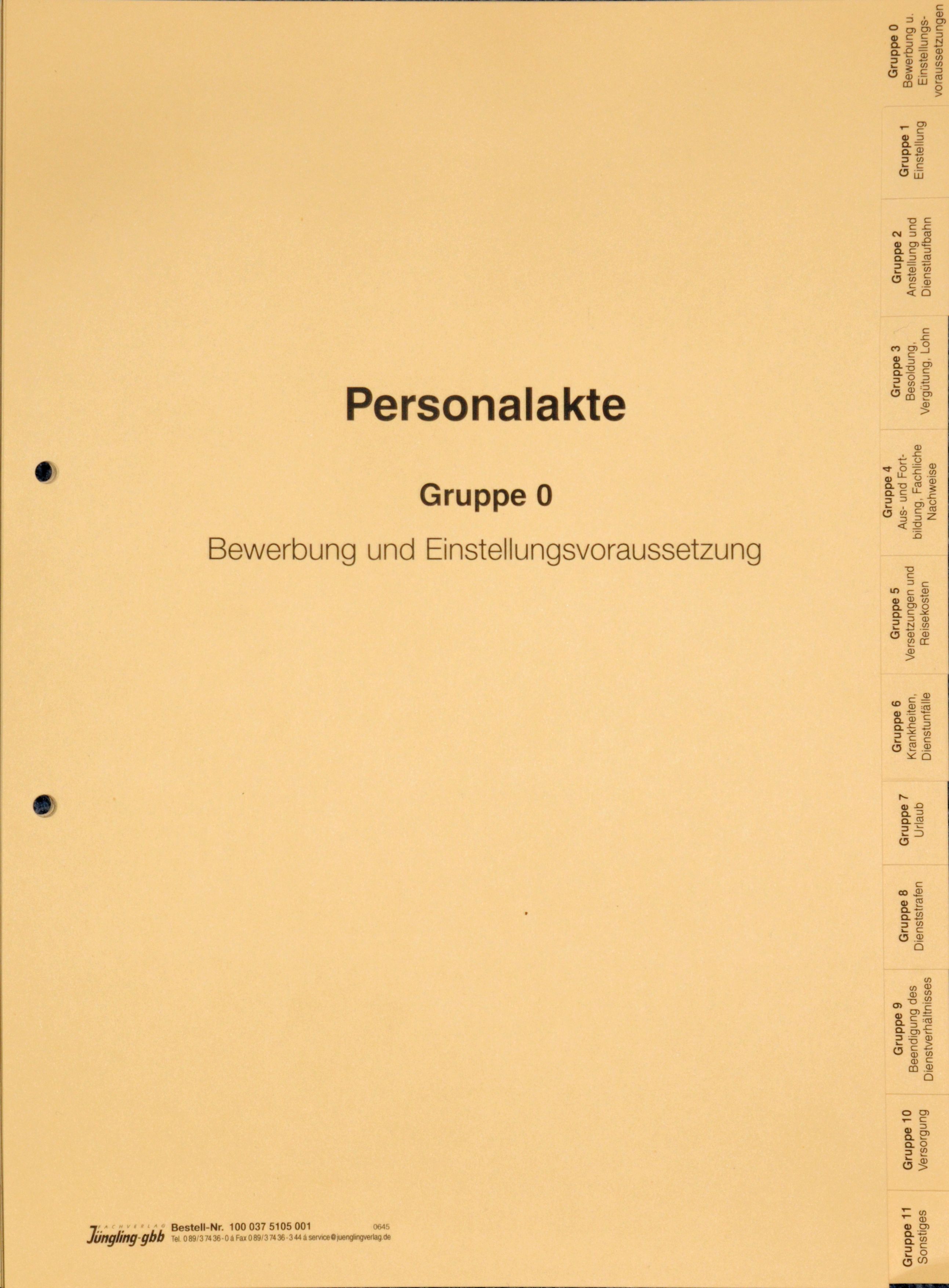 Personalakten-Register, 12-teilig, gelocht und gestanzt