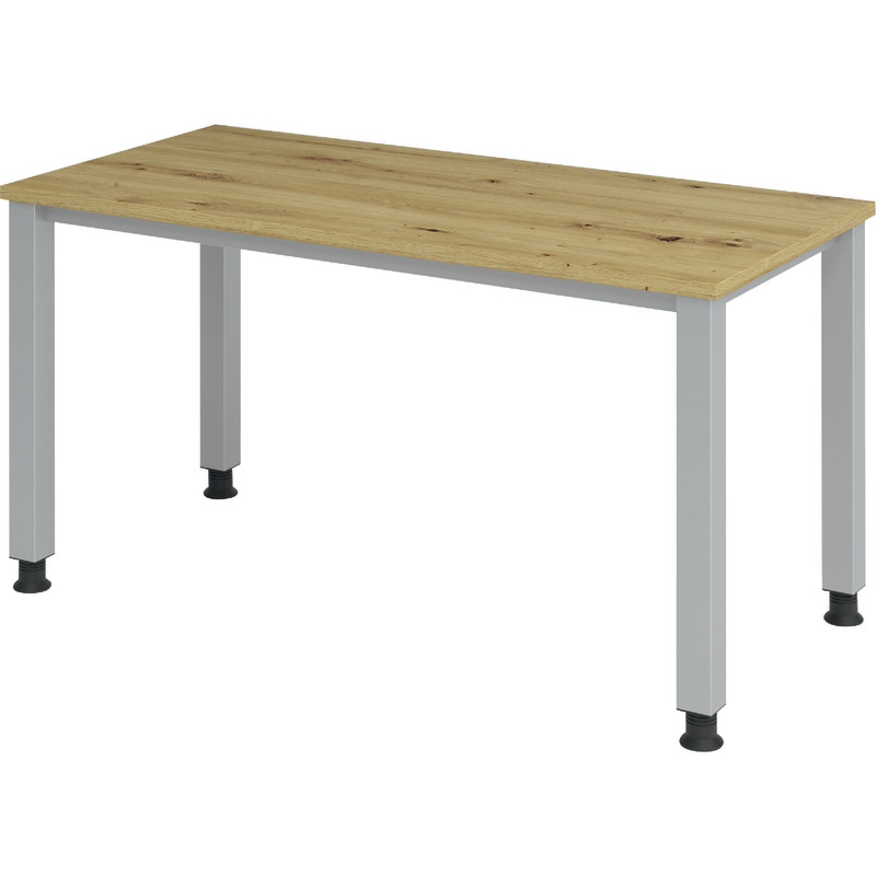 SoldanOffice Schreibtisch 4 Fuß, 4-Kant, Serie Q, 1.400 x 670 mm - asteiche