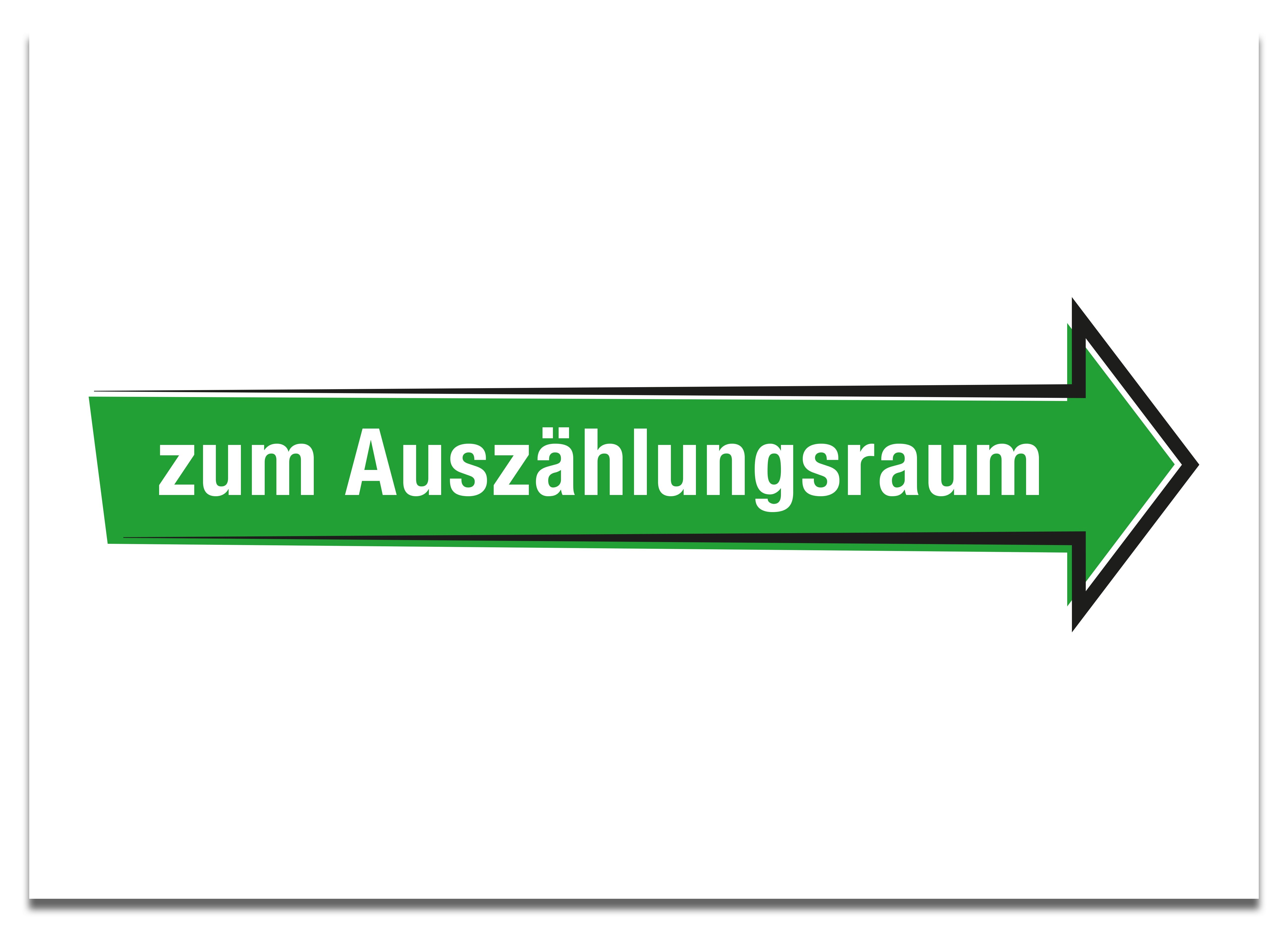 Plakat zum Auszählungsraum (Pfeil rechts) A3, farbig
