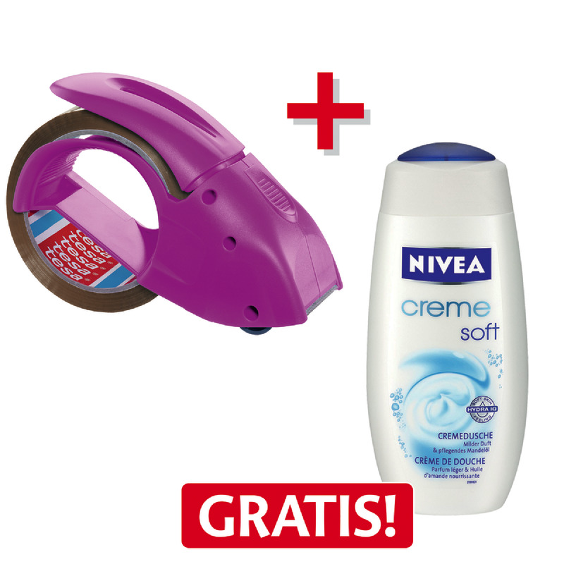 tesa Packbandabroller tesa® pack‘n‘go + Nivea Pflegedusche GRATIS - pink