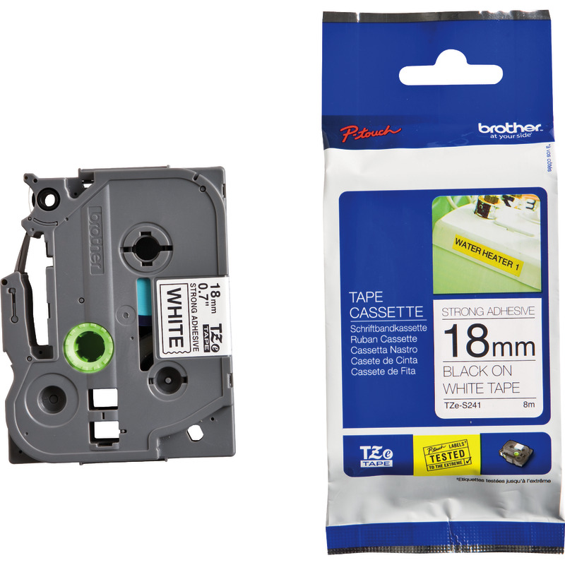 brother Spezialband TZe-S241, schwarz/weiß, 18 mm - schwarz / weiß brother Spezialband TZe-S241, schwarz/weiß, 18 mm - schwarz / weiß