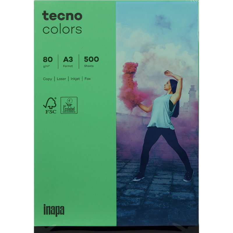 Kopierpapier tecno® colors, DIN A3, 80 g/m², Pack: 500 Blatt - intensivgrün