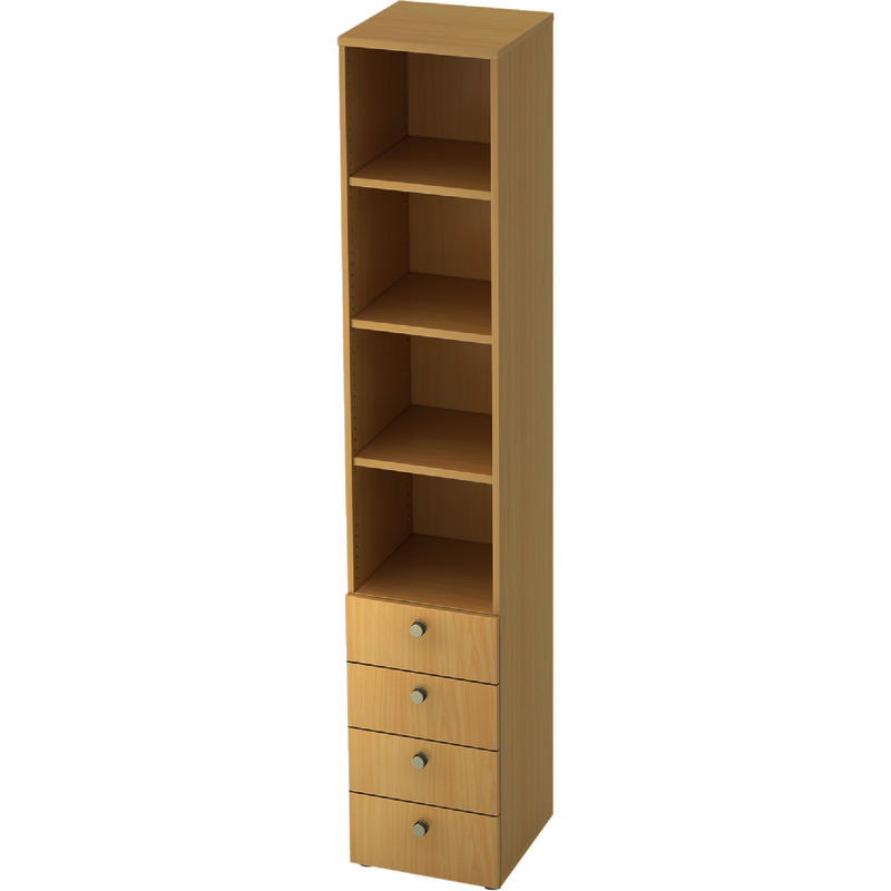 SoldanOffice Regal PROFI, schmal, 6 Ordnerhöhen, mit 4 Schubladen, B x H x T: 400 x 2.200 x 400 mm - Buche Dekor