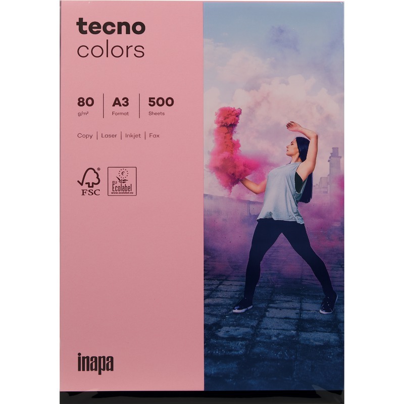 Kopierpapier tecno® colors, DIN A3, 80 g/m², Pack: 500 Blatt - rosa