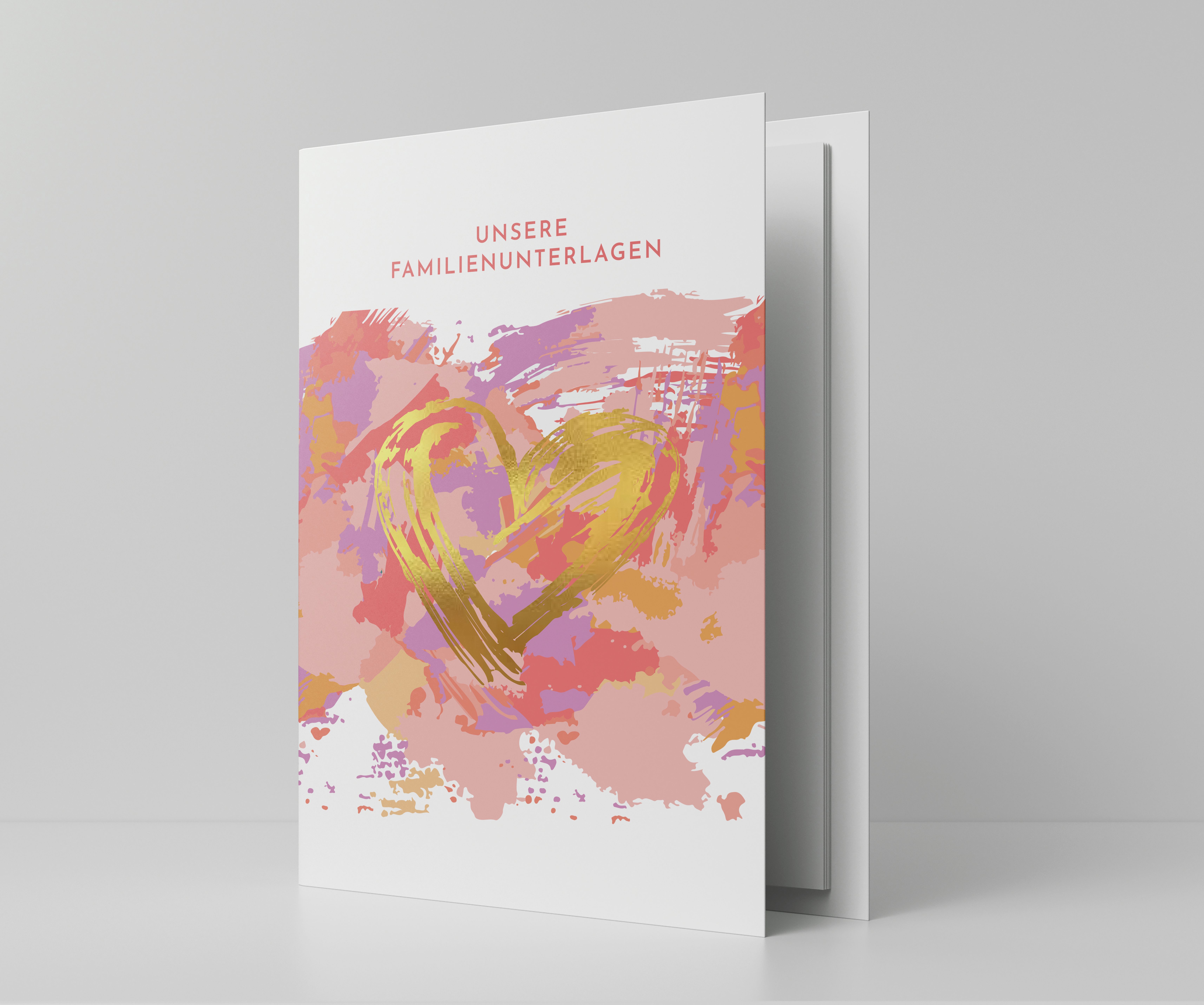 Dokumentenordner Familienunterlagen, Herz Rot/Gold, DIN A4+