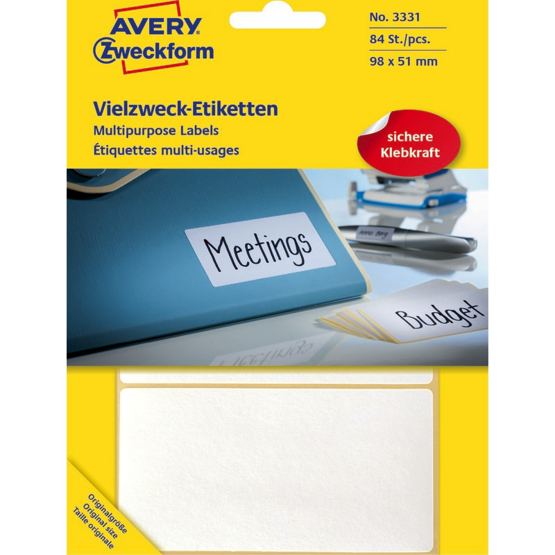 AVERY® Zweckform Universal-Etiketten 3331, B x H: 98 x 51mm, Pack: 84 Stück