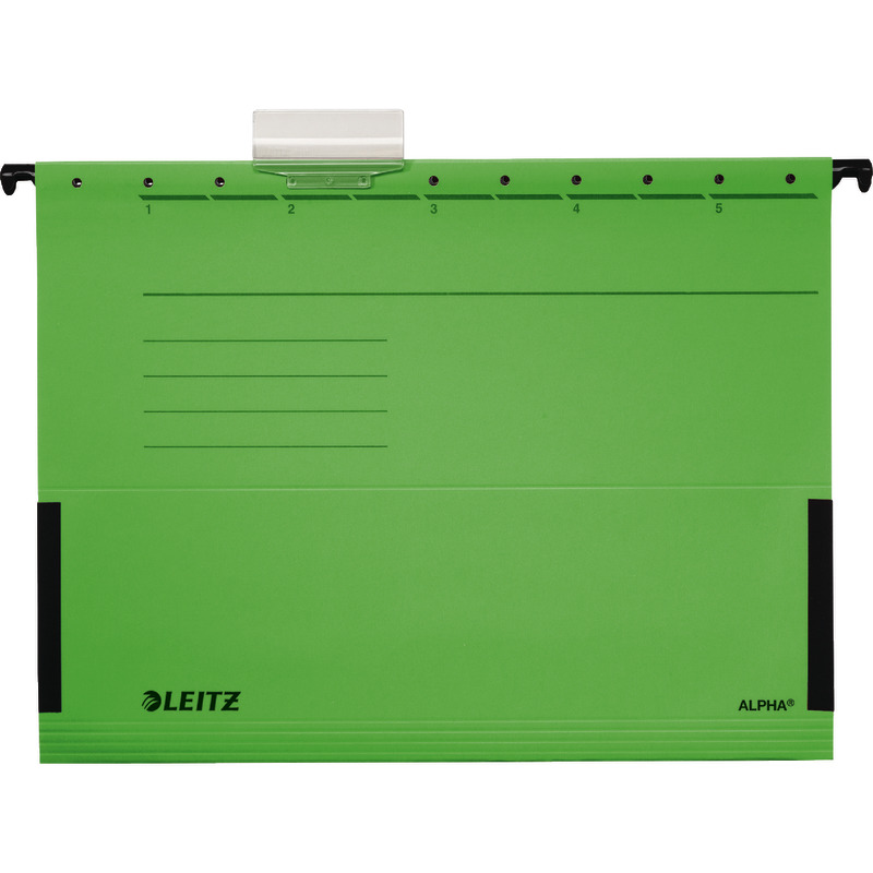 LEITZ Color-Hängetasche Alpha 1986, mit Papierfröschen, Pack: 5 Stück - grün LEITZ Color-Hängetasche Alpha 1986, mit Papierfröschen, Pack: 5 Stück - grün