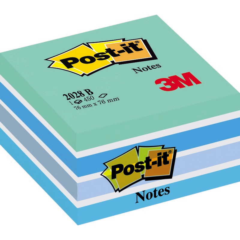 Post-it® Haftnotizen-Würfel 2028 76 x 76 mm, farbsortiert - blau