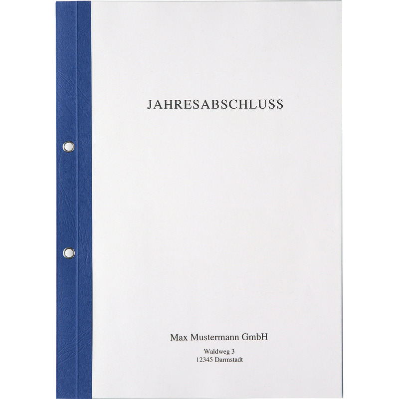 Ösen-Bindemappen mit transparentem Vorderdeckel, Lederstruktur, Rückenstärke 1, 5 mm - königsblau