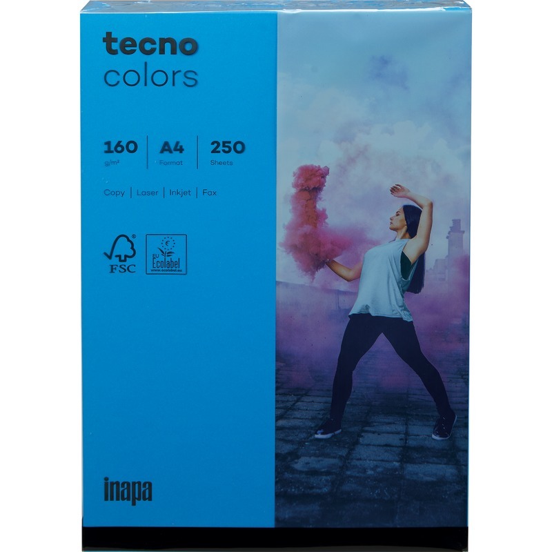 Kopierpapier tecno® colors, DIN A4, 160 g/m², Pack: 250 Blatt - intensivblau