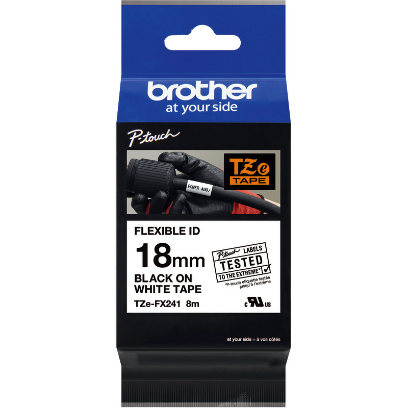 Brother TZEFX241 Schriftbandkassette, 18 mm, schwarz/weiß