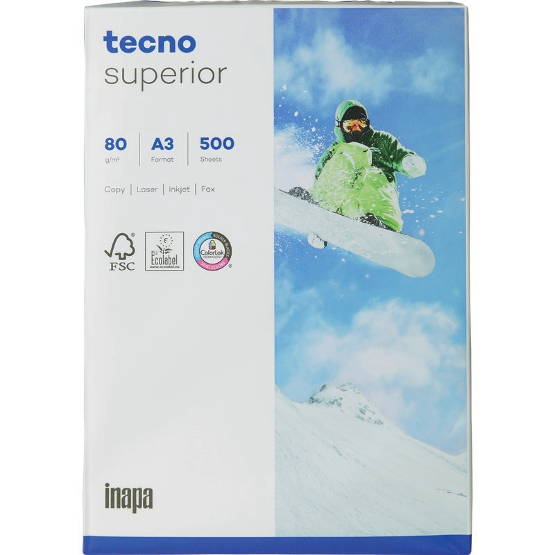 Kopierpapier tecno® superior, DIN A3, 80 g/m², Pack: 500 Blatt