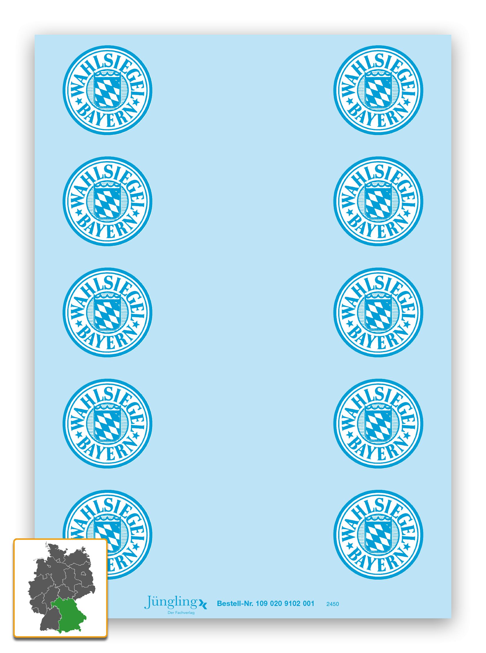 Siegelmarken für Wahlunterlagen, 1 Bogen = 5 Stück