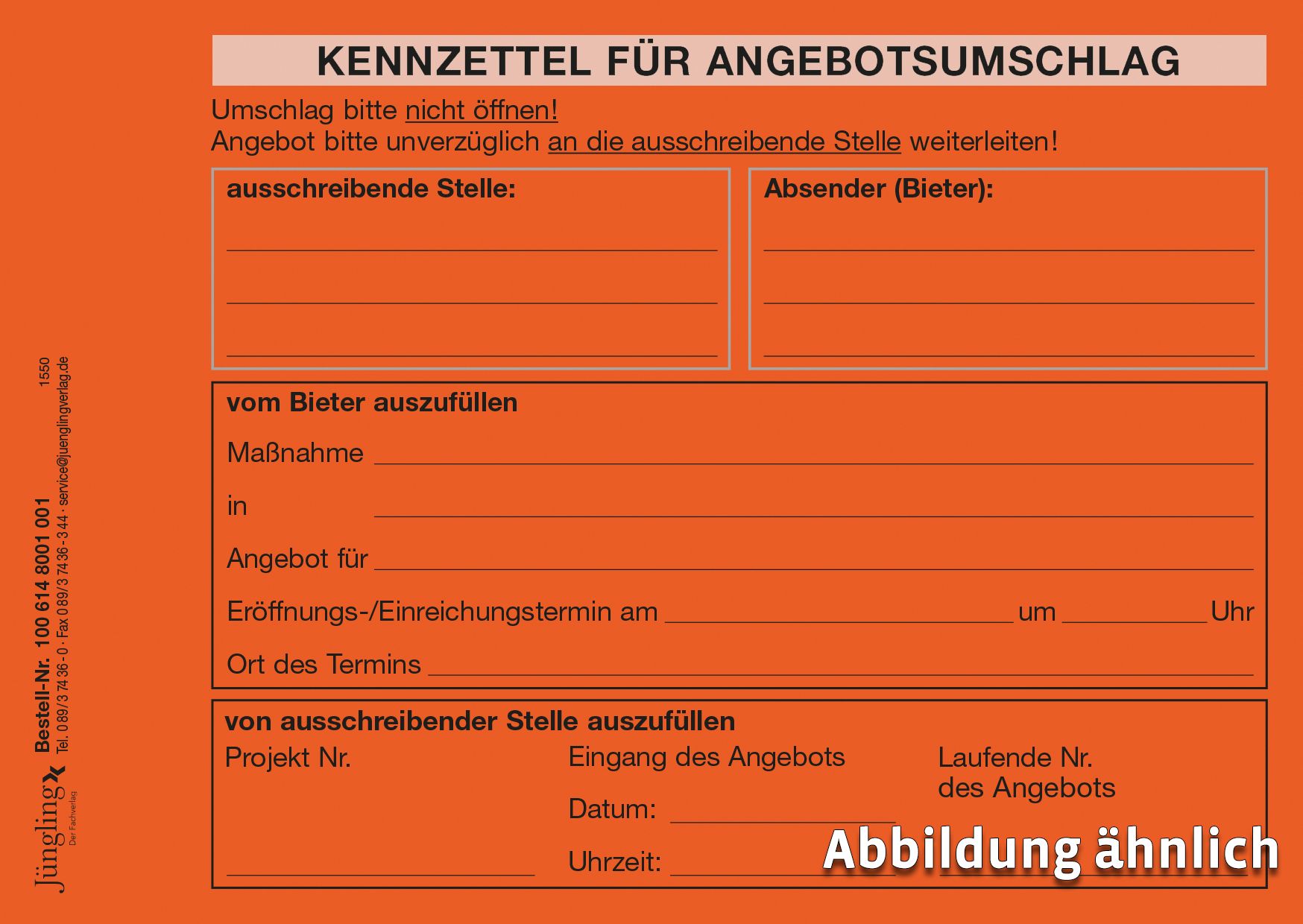 Kennzettel für Angebotsumschläge, leuchtend rot