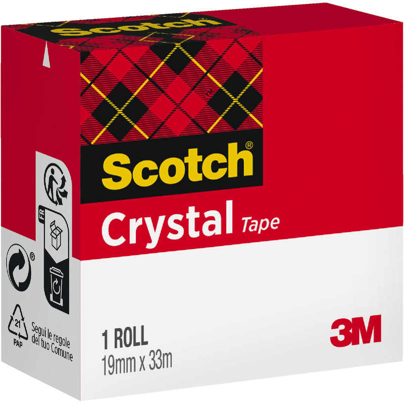 Scotch® Crystal Klebeband, transparent, 1 Rolle, 19 mm x 33 m