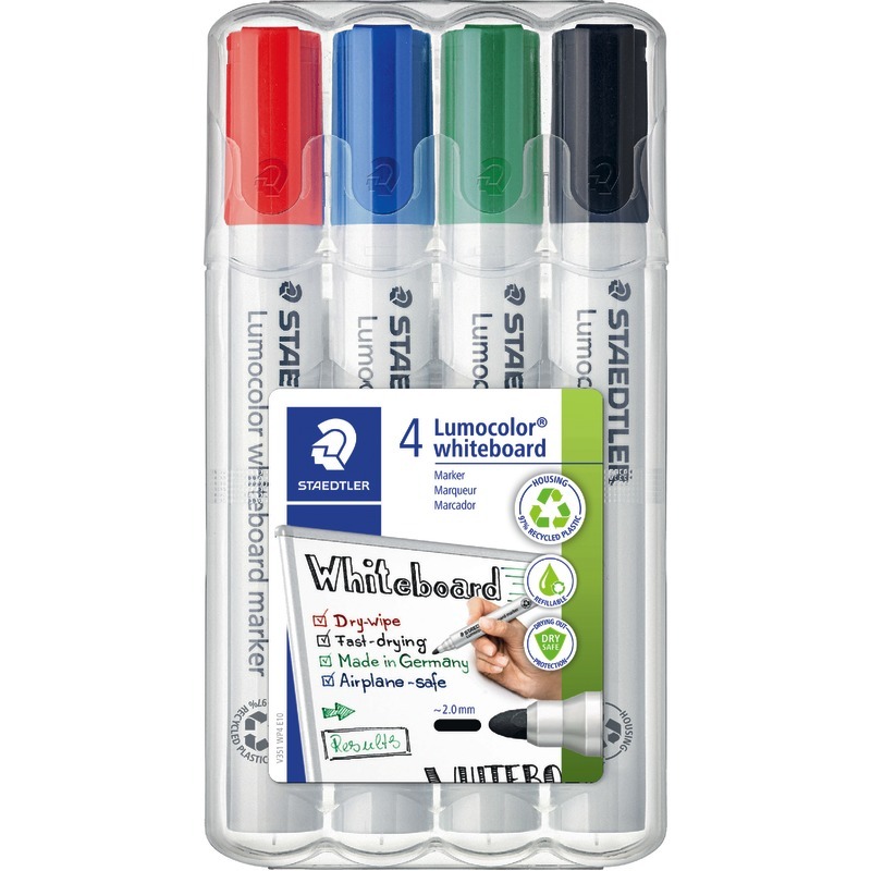 STAEDTLER Whiteboard Marker Lumocolor® 351 WP4, 4er Box, farbsortiert