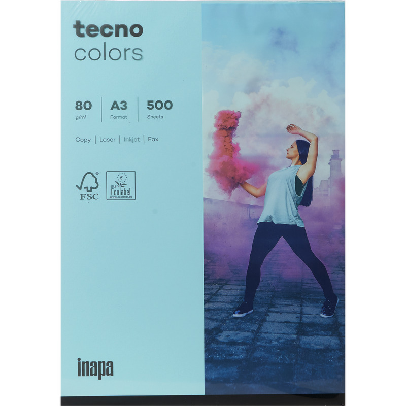 Kopierpapier tecno® colors, DIN A3, 80 g/m², Pack: 500 Blatt - mittelblau